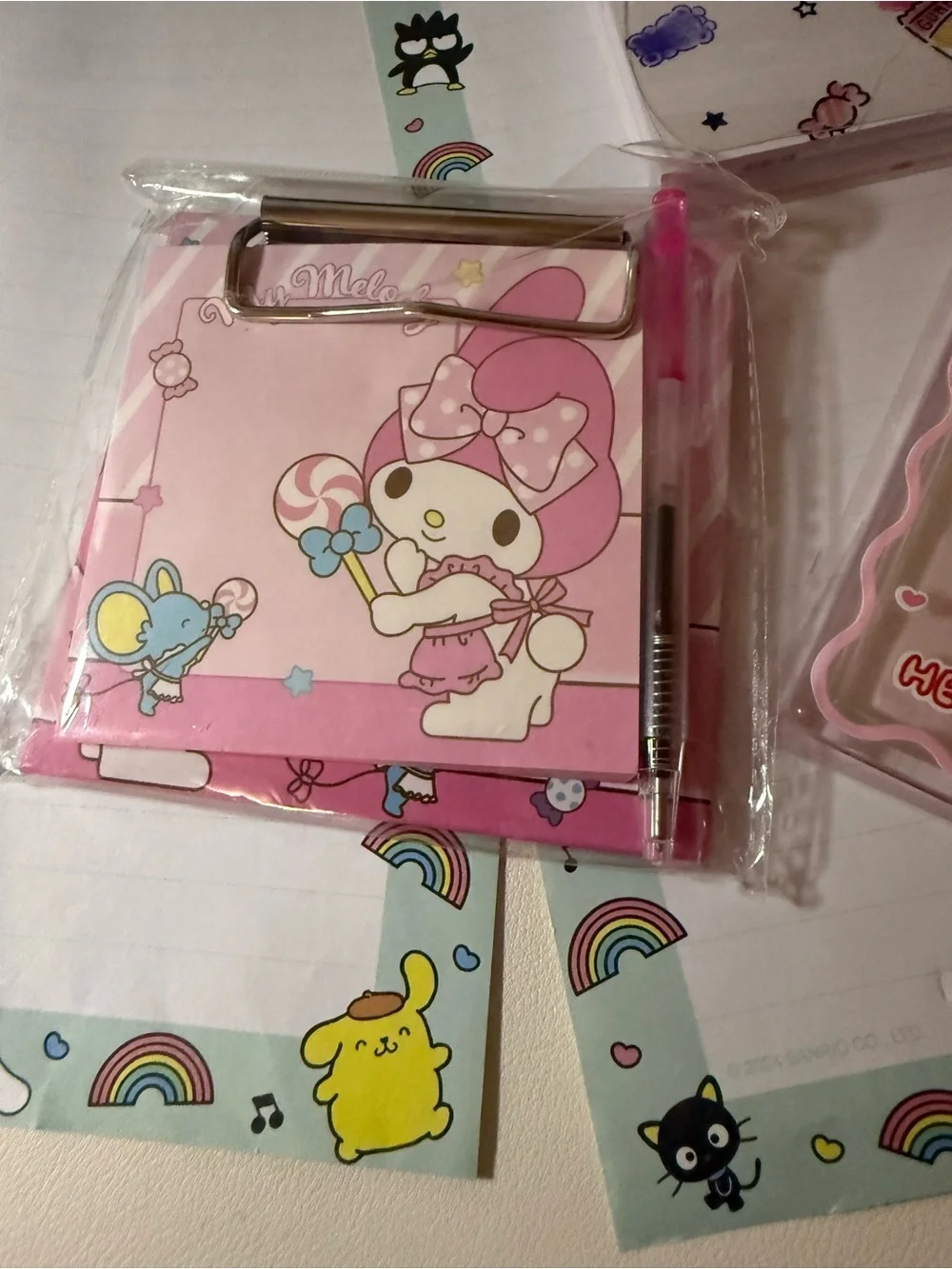 Hello Kitty Pink ID Card Lanyard Set with Clear Card Holder
